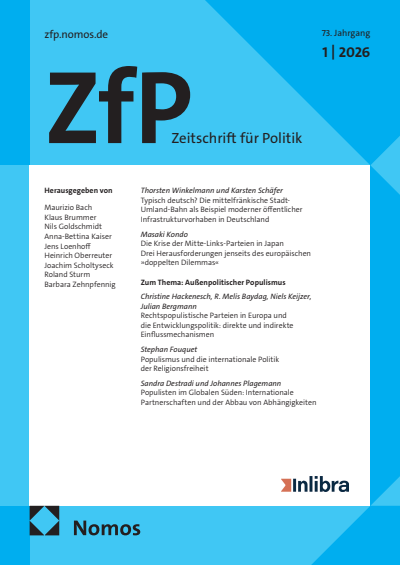 Cover der Ausgabe: ZfP Zeitschrift für Politik Jahrgang 73 (2026), Heft 1