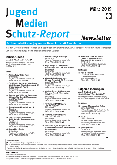 Cover der Ausgabe: JMS Jugend Medien Schutz-Report Jahrgang 42 (2019), Heft Newsletter 2