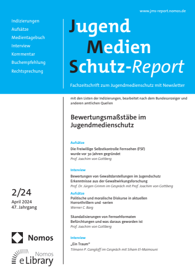 Cover of Volume: JMS Jugend Medien Schutz-Report Volume 47 (2024), Edition 2