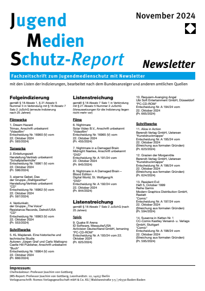 Cover of Volume: JMS Jugend Medien Schutz-Report Volume 47 (2024), Edition Newsletter 6