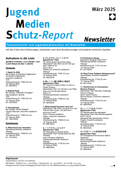 Cover of Volume: JMS Jugend Medien Schutz-Report Volume 48 (2025), Edition Newsletter 2
