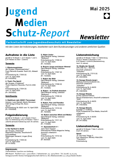 Cover of Volume: JMS Jugend Medien Schutz-Report Volume 48 (2025), Edition Newsletter 3