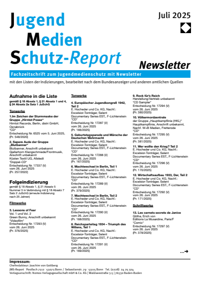 Cover der Ausgabe: JMS Jugend Medien Schutz-Report Jahrgang 48 (2025), Heft Newsletter 4
