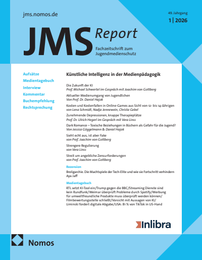 Cover der Ausgabe: JMS Jugend Medien Schutz-Report Jahrgang 49 (2026), Heft 1