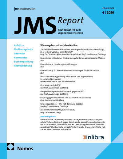 Cover der Ausgabe: JMS Jugend Medien Schutz-Report Jahrgang 49 (2026), Heft 4