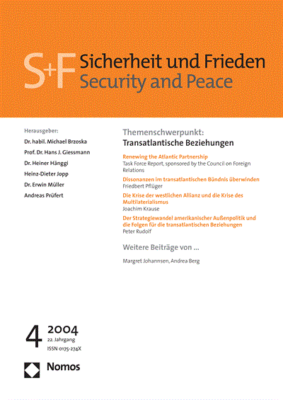 Cover der Ausgabe: S&F Sicherheit und Frieden Jahrgang 22 (2004), Heft 4