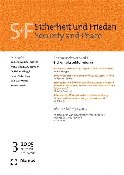 Cover der Ausgabe: S&F Sicherheit und Frieden Jahrgang 23 (2005), Heft 3
