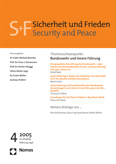 Cover der Ausgabe: S&F Sicherheit und Frieden Jahrgang 23 (2005), Heft 4