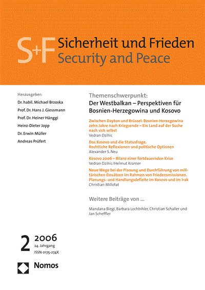 Cover of Volume: S&F Sicherheit und Frieden Volume 24 (2006), Edition 2