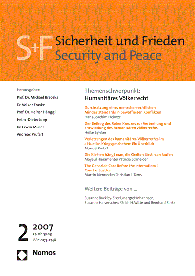 Cover der Ausgabe: S&F Sicherheit und Frieden Jahrgang 25 (2007), Heft 2