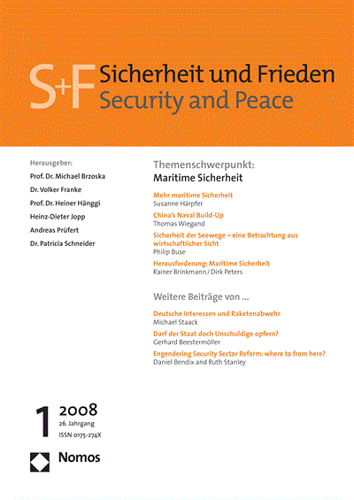 Cover der Ausgabe: S&F Sicherheit und Frieden Jahrgang 26 (2008), Heft 1