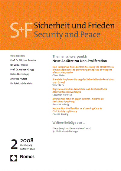 Cover of Volume: S&F Sicherheit und Frieden Volume 26 (2008), Edition 2