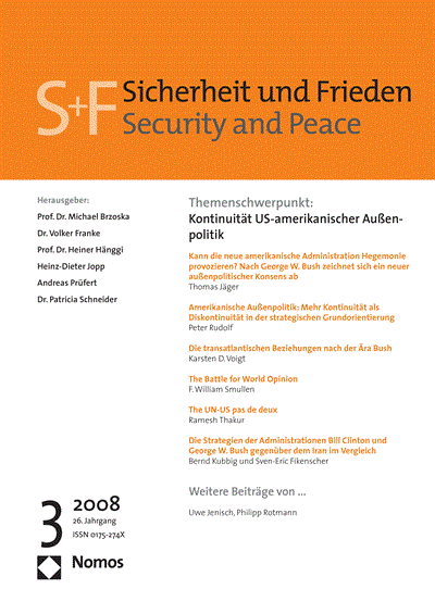 Cover of Volume: S&F Sicherheit und Frieden Volume 26 (2008), Edition 3