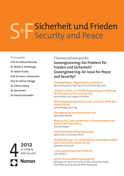 Cover der Ausgabe: S&F Sicherheit und Frieden Jahrgang 30 (2012), Heft 4