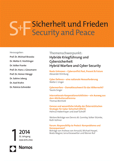 Cover of Volume: S&F Sicherheit und Frieden Volume 32 (2014), Edition 1
