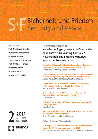 Cover der Ausgabe: S&F Sicherheit und Frieden Jahrgang 33 (2015), Heft 2