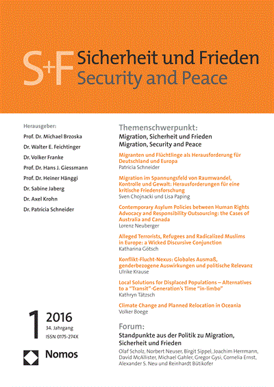 Cover der Ausgabe: S&F Sicherheit und Frieden Jahrgang 34 (2016), Heft 1