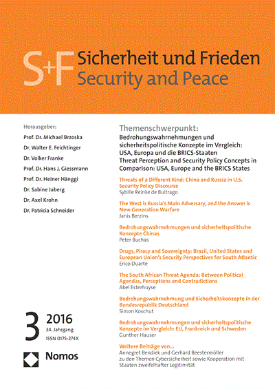 Cover der Ausgabe: S&F Sicherheit und Frieden Jahrgang 34 (2016), Heft 3