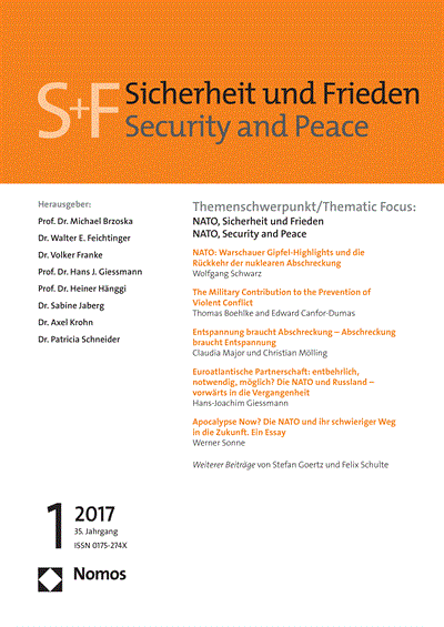 Cover der Ausgabe: S&F Sicherheit und Frieden Jahrgang 35 (2017), Heft 1