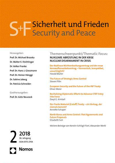 Cover der Ausgabe: S&F Sicherheit und Frieden Jahrgang 36 (2018), Heft 2