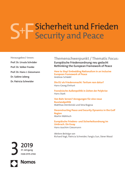 Cover der Ausgabe: S&F Sicherheit und Frieden Jahrgang 37 (2019), Heft 3