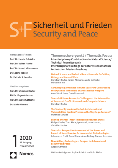 Cover of Volume: S&F Sicherheit und Frieden Volume 38 (2020), Edition 1