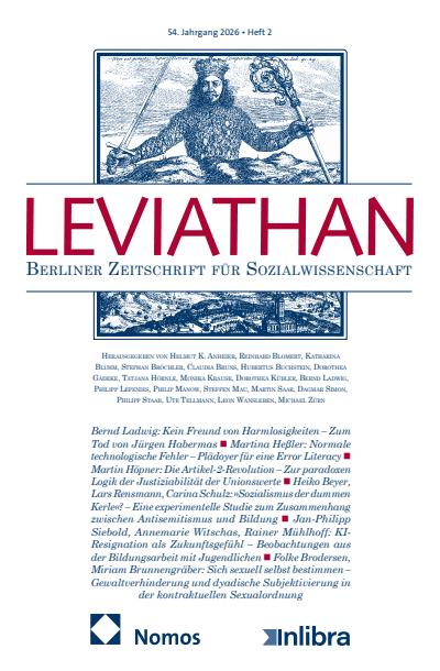 Cover der Ausgabe: Leviathan Jahrgang 54 (2026), Heft 2