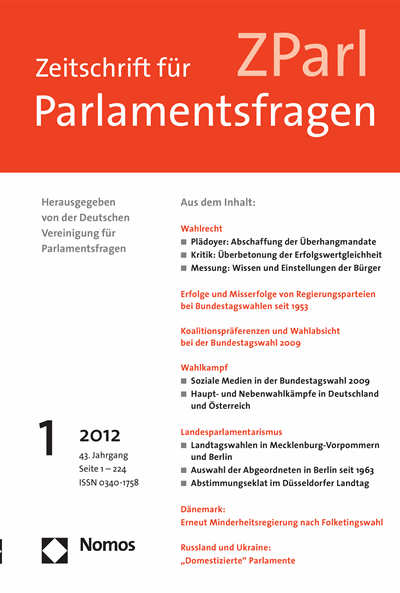 Cover of Volume: ZParl Zeitschrift für Parlamentsfragen Volume 43 (2012), Edition 1
