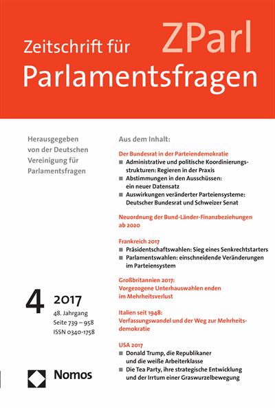 Cover der Ausgabe: ZParl Zeitschrift für Parlamentsfragen Jahrgang 48 (2017), Heft 4