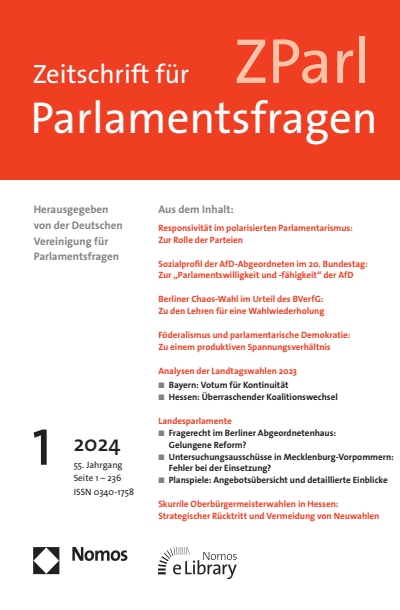 Cover of Volume: ZParl Zeitschrift für Parlamentsfragen Volume 55 (2024), Edition 1