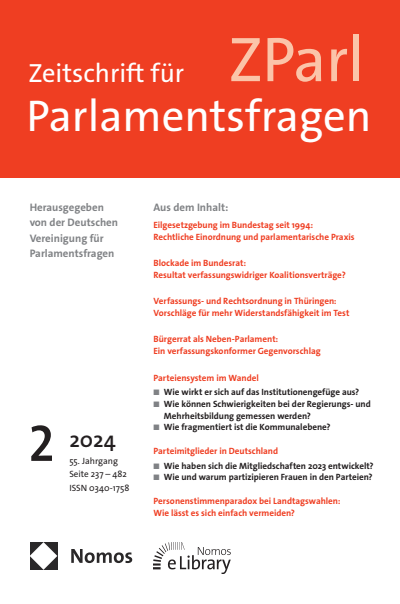 Cover of Volume: ZParl Zeitschrift für Parlamentsfragen Volume 55 (2024), Edition 2
