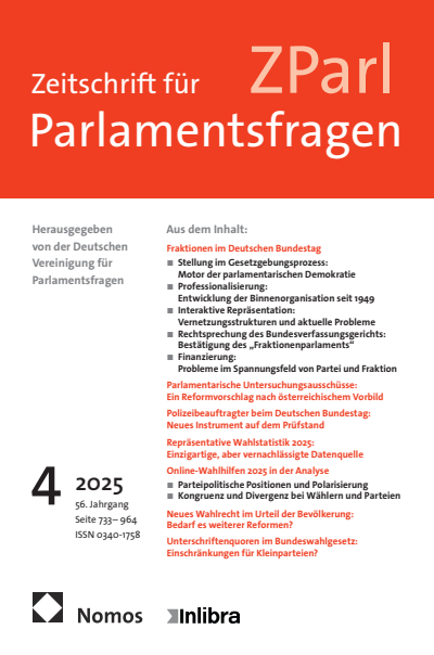 Cover of Volume: ZParl Zeitschrift für Parlamentsfragen Volume 56 (2025), Edition 4