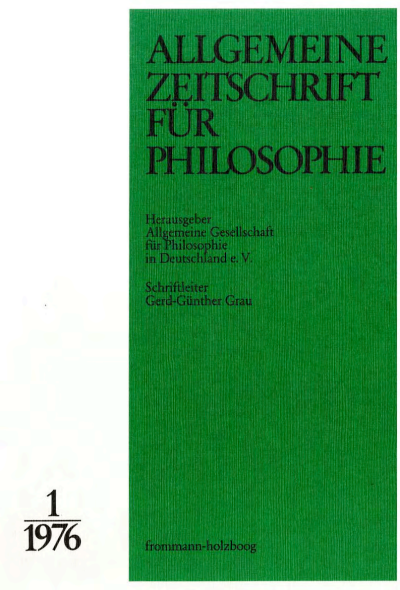 Cover of Volume: Allgemeine Zeitschrift für Philosophie (AZP) Volume 1 (1976), Edition 1