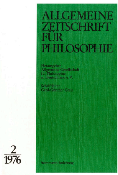 Cover of Volume: Allgemeine Zeitschrift für Philosophie (AZP) Volume 1 (1976), Edition 2