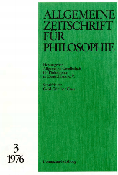 Cover of Volume: Allgemeine Zeitschrift für Philosophie (AZP) Volume 1 (1976), Edition 3