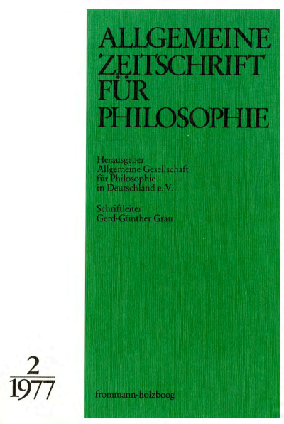 Cover of Volume: Allgemeine Zeitschrift für Philosophie (AZP) Volume 2 (1977), Edition 2