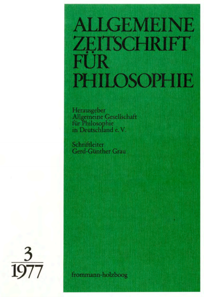 Cover of Volume: Allgemeine Zeitschrift für Philosophie (AZP) Volume 2 (1977), Edition 3