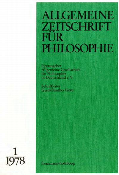 Cover of Volume: Allgemeine Zeitschrift für Philosophie (AZP) Volume 3 (1978), Edition 1