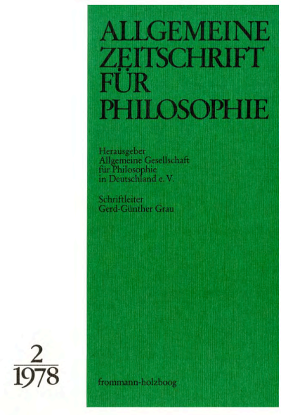 Cover of Volume: Allgemeine Zeitschrift für Philosophie (AZP) Volume 3 (1978), Edition 2