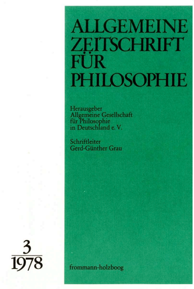 Cover of Volume: Allgemeine Zeitschrift für Philosophie (AZP) Volume 3 (1978), Edition 3