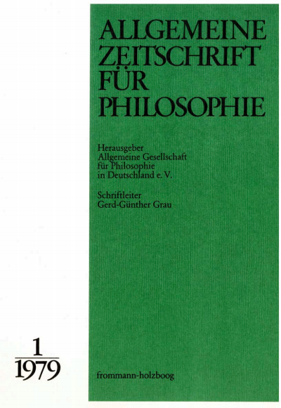 Cover of Volume: Allgemeine Zeitschrift für Philosophie (AZP) Volume 4 (1979), Edition 1