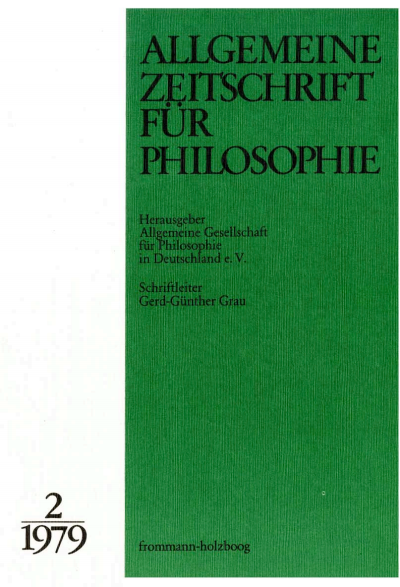 Cover of Volume: Allgemeine Zeitschrift für Philosophie (AZP) Volume 4 (1979), Edition 2