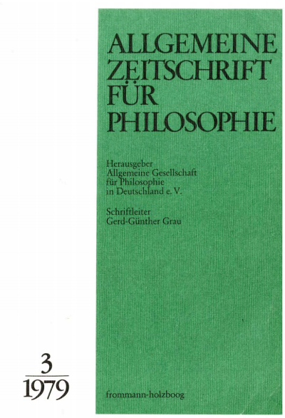 Cover of Volume: Allgemeine Zeitschrift für Philosophie (AZP) Volume 4 (1979), Edition 3