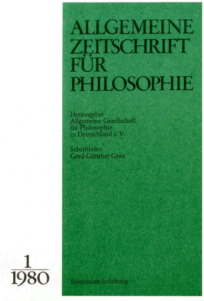 Cover of Volume: Allgemeine Zeitschrift für Philosophie (AZP) Volume 5 (1980), Edition 1