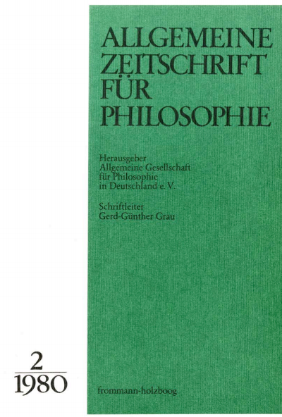 Cover of Volume: Allgemeine Zeitschrift für Philosophie (AZP) Volume 5 (1980), Edition 2