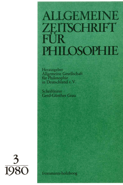 Cover of Volume: Allgemeine Zeitschrift für Philosophie (AZP) Volume 5 (1980), Edition 3