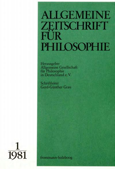 Cover of Volume: Allgemeine Zeitschrift für Philosophie (AZP) Volume 6 (1981), Edition 1