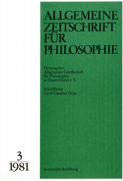 Cover of Volume: Allgemeine Zeitschrift für Philosophie (AZP) Volume 6 (1981), Edition 3