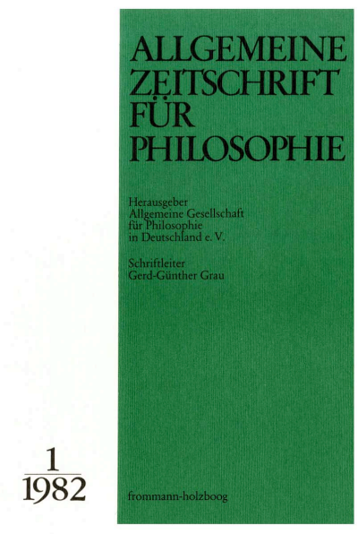 Cover of Volume: Allgemeine Zeitschrift für Philosophie (AZP) Volume 7 (1982), Edition 1