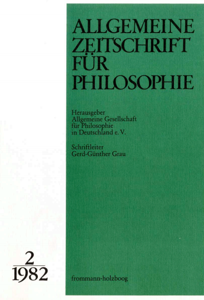 Cover of Volume: Allgemeine Zeitschrift für Philosophie (AZP) Volume 7 (1982), Edition 2